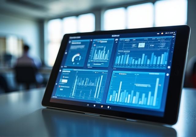 Enterprise dashboard showing automated data reports and time saving graphs